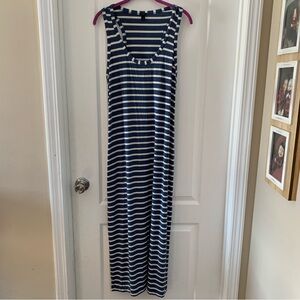 J. Crew modal and viscose blue and white striped maxi dress
